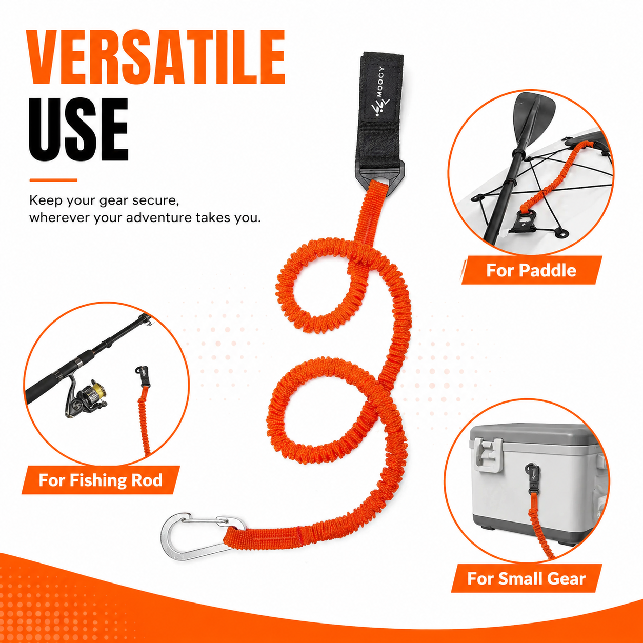 Coiled Paddle Leash Orange Kay - Fishing Kayak Paddle Leash のレビューと価格