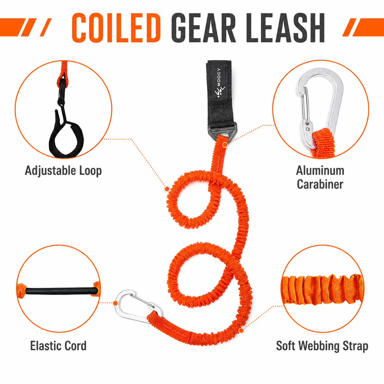 Coiled Paddle Leash Orange Kay - Fishing Kayak Paddle Leash のレビューと価格