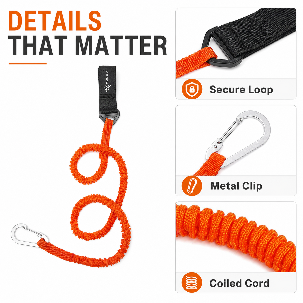 Coiled Paddle Leash Orange Kay - Fishing Kayak Paddle Leash のレビューと価格