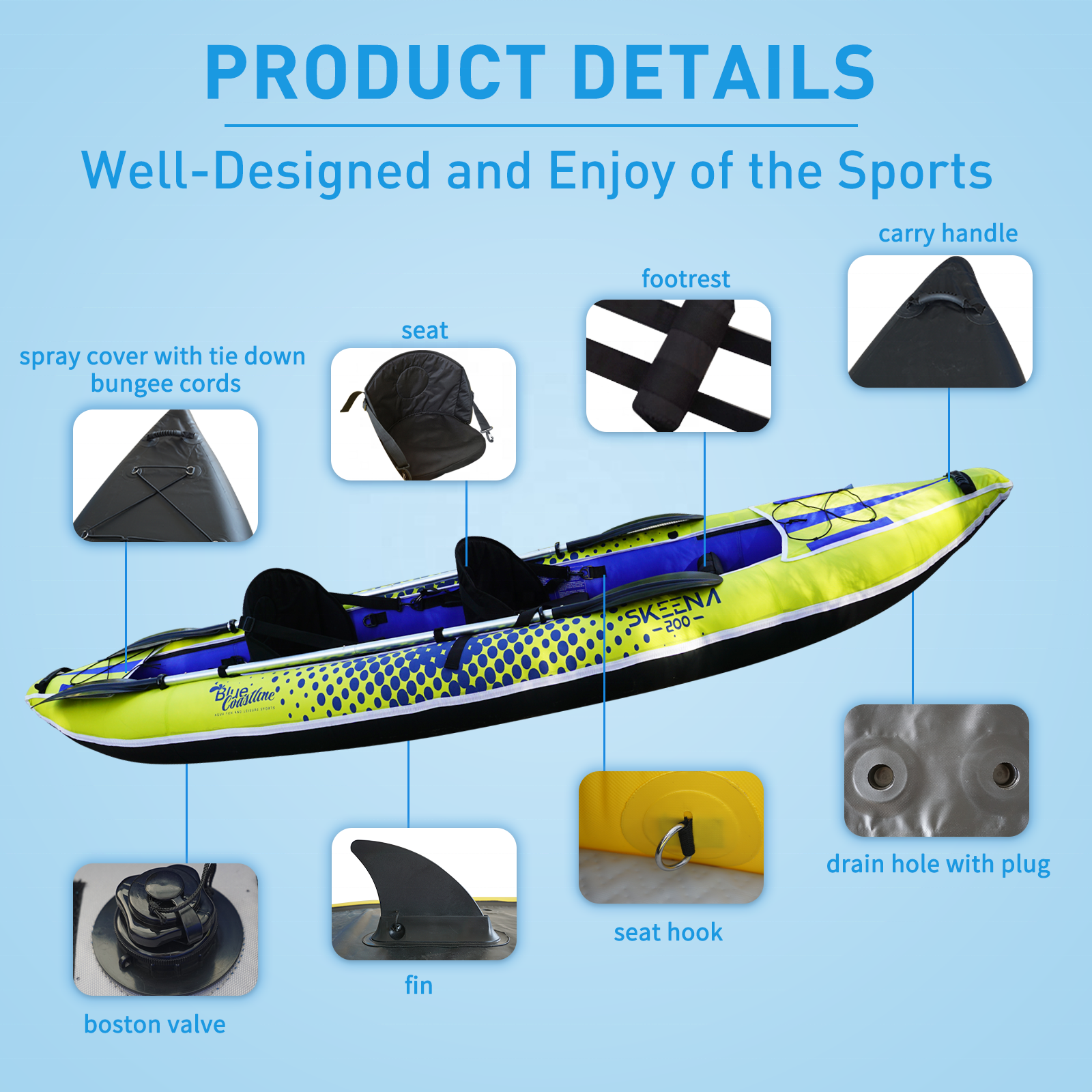 Adult Inflatable Fishing Canoe - Fishing Kayak Seat のレビューと価格