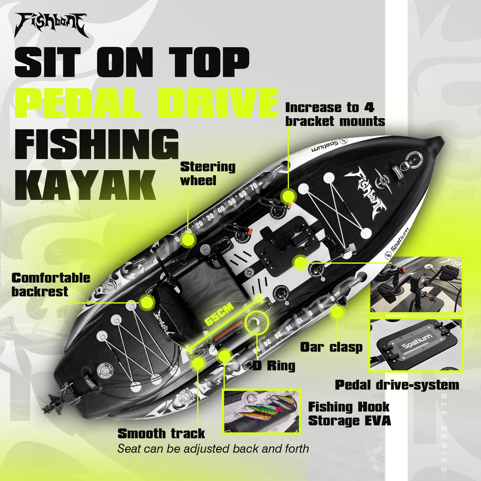 Spatium Pedal Kayak Inflatable - Fishing Kayak Pedal Drive のレビューと価格