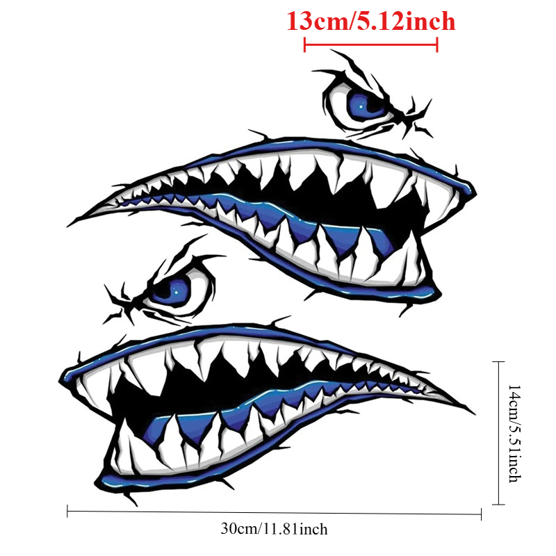 2PCS Shark Teeth Mouth Boat St - Fishing Kayak Sit On Top のレビューと価格